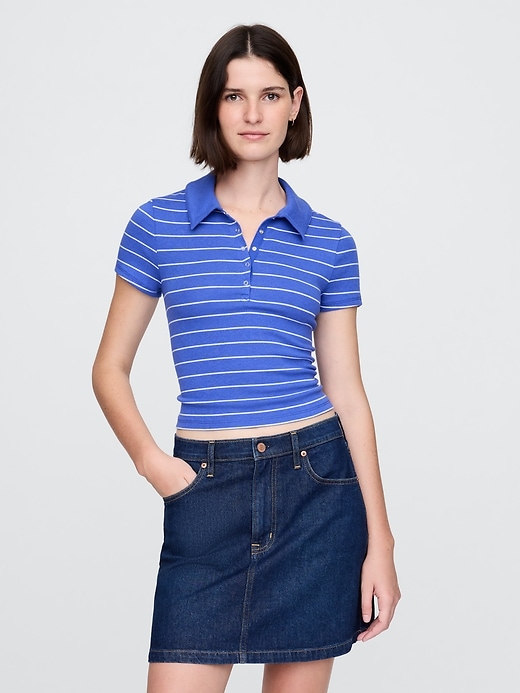 Image number 1 showing, Modern Rib Cropped Polo Shirt