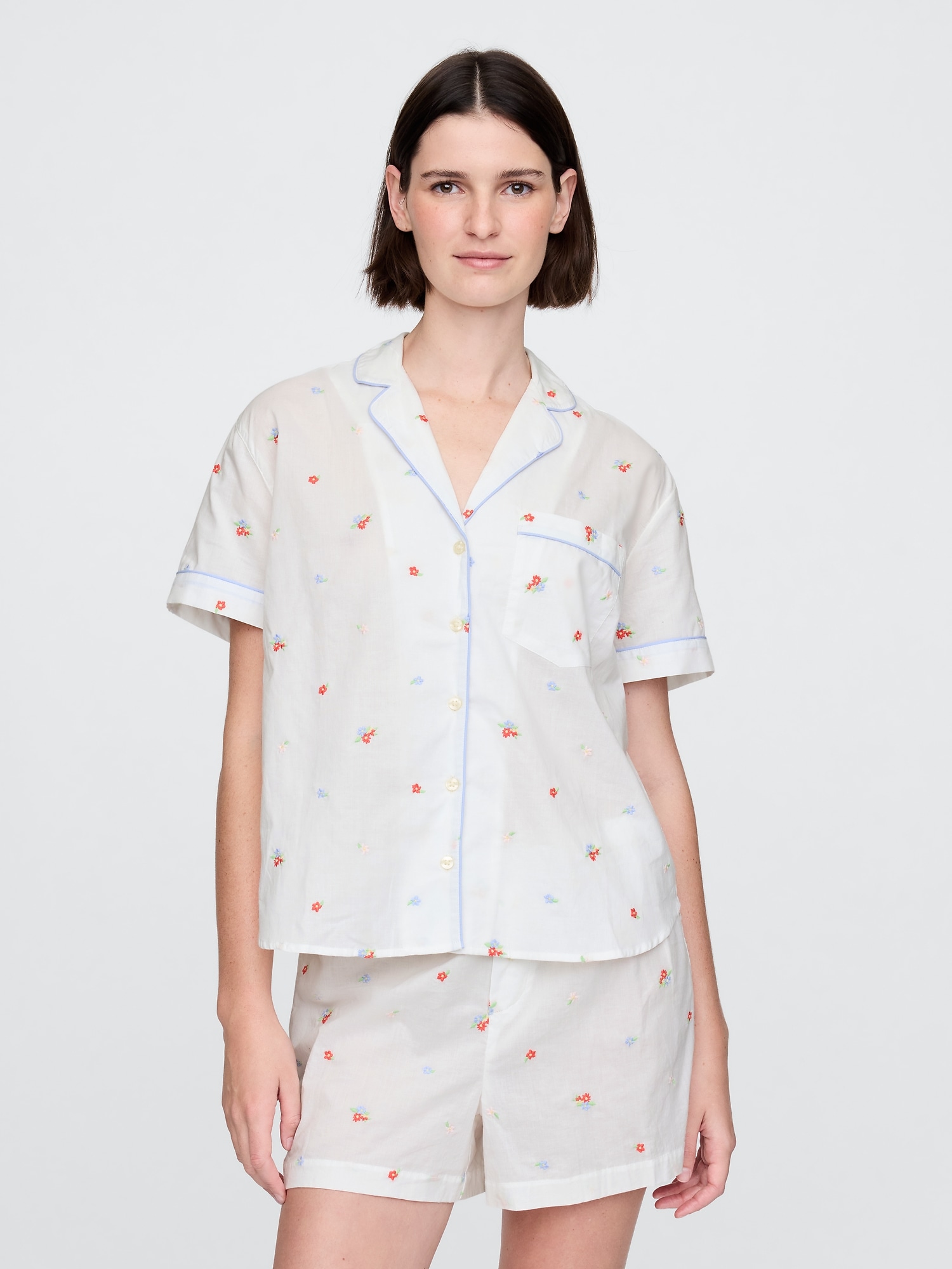 Embroidered PJ Shirt - White