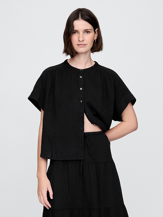 Image number 1 showing, Crinkle Gauze Dolman Shirt