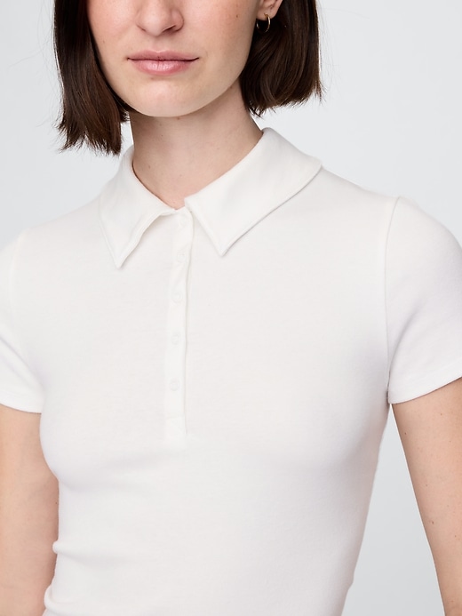 Image number 4 showing, Modern Rib Cropped Polo Shirt