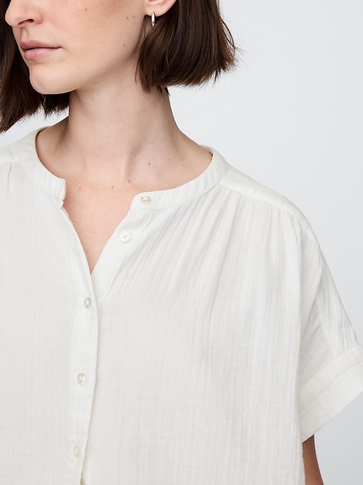 Image number 4 showing, Crinkle Gauze Dolman Shirt