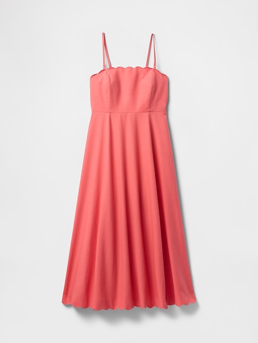 Image number 7 showing, Linen-Blend Scalloped Midi Dress