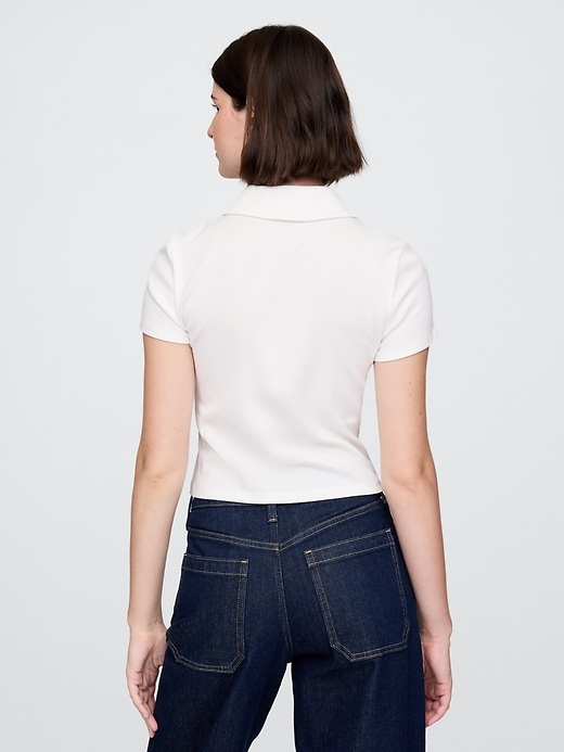 Image number 2 showing, Modern Rib Cropped Polo Shirt