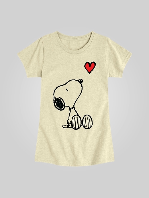 Image number 1 showing, Kids Peanuts Valentines Snoopy Heart Fitted Short Sleeve Graphic Tee