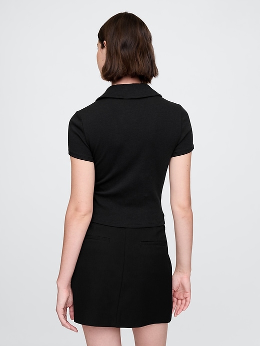 Image number 2 showing, Modern Rib Cropped Polo Shirt