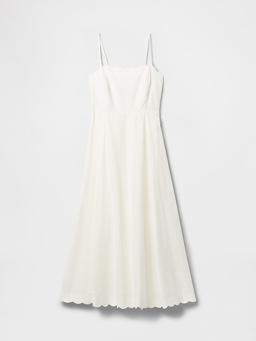 Image number 7 showing, Linen-Blend Scalloped Midi Dress