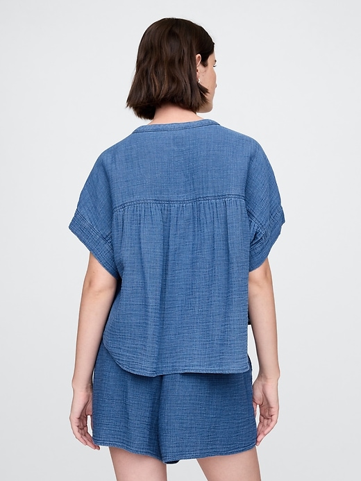 Image number 3 showing, Crinkle Gauze Denim Shirt