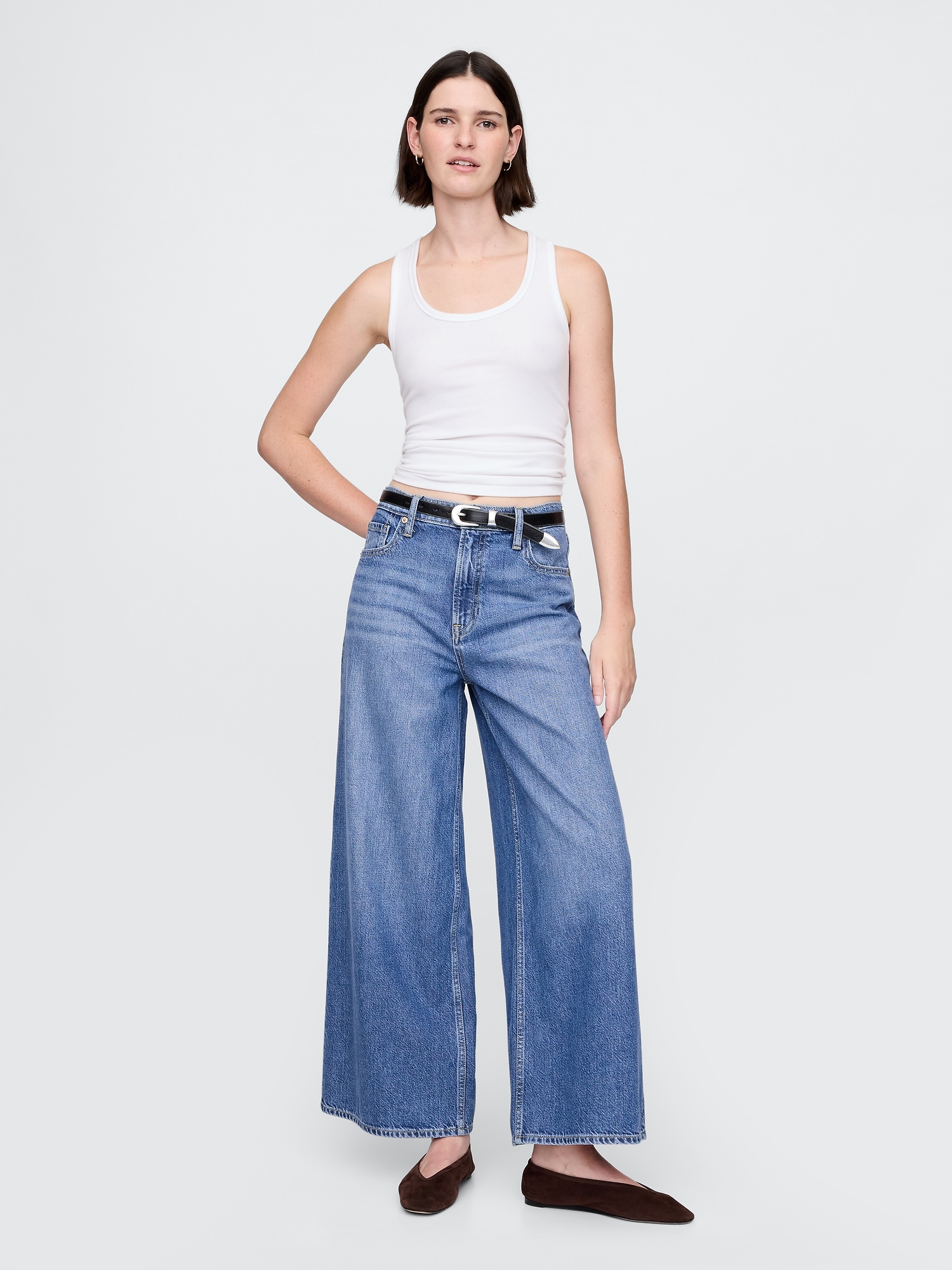 Mid Rise UltraSoft Crop Baggy Jeans