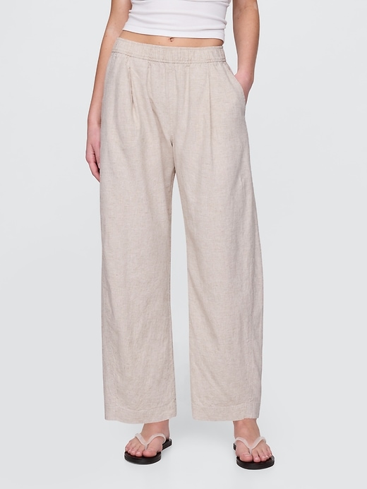 Image number 2 showing, Mid Rise Linen-Blend Easy Barrel Pants