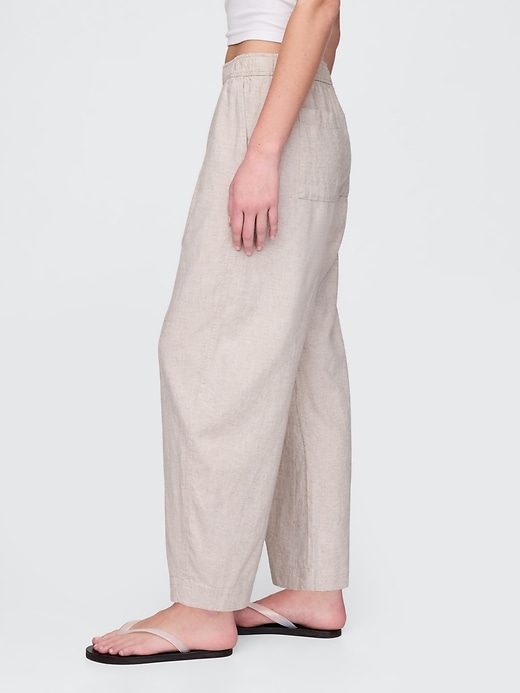 Image number 3 showing, Mid Rise Linen-Blend Easy Barrel Pants