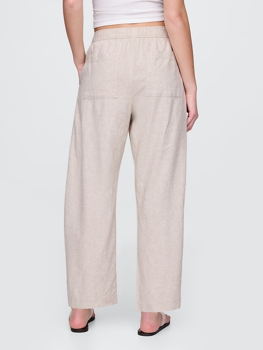 Image number 4 showing, Mid Rise Linen-Blend Easy Barrel Pants