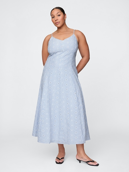 Image number 5 showing, Eyelet V-Neck Midi Dress