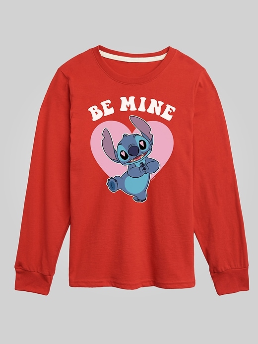 Image number 1 showing, Kids Lilo and Stitch Be Mine Long Sleeve Graphic Tee