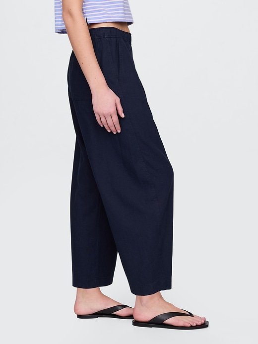 Image number 3 showing, Mid Rise Linen-Blend Easy Barrel Pants