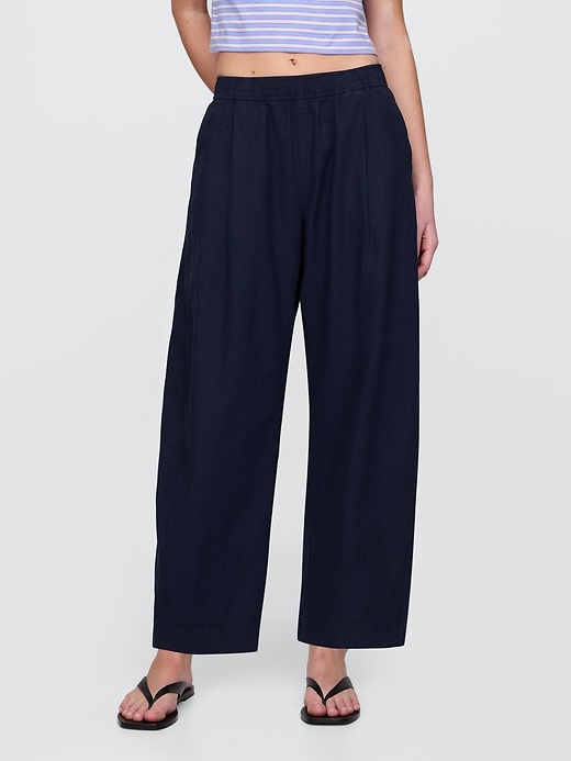 Image number 2 showing, Mid Rise Linen-Blend Easy Barrel Pants