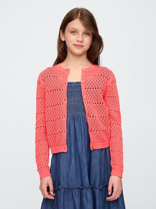 Image number 1 showing, Girls Pointelle Cardigan