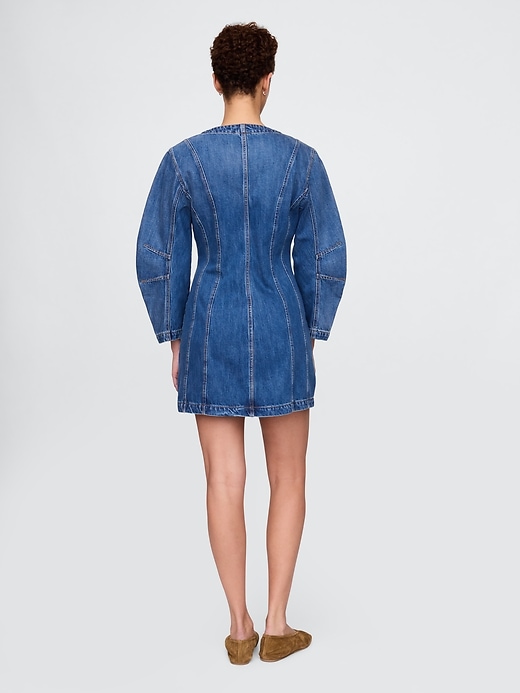 Image number 2 showing, Barrel-Sleeve Denim Mini Dress