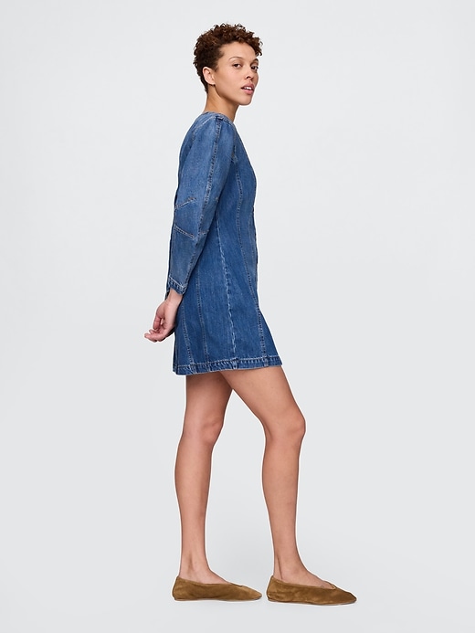 Image number 3 showing, Barrel-Sleeve Denim Mini Dress