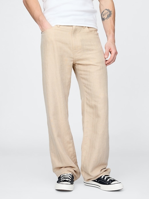 Image number 2 showing, Linen-Cotton '90s Loose Herringbone Pants