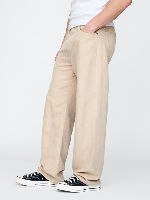 Image number 3 showing, Linen-Cotton '90s Loose Herringbone Pants