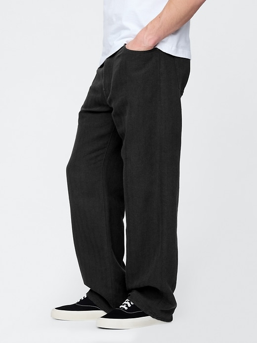 Image number 3 showing, Linen-Cotton '90s Loose Herringbone Pants