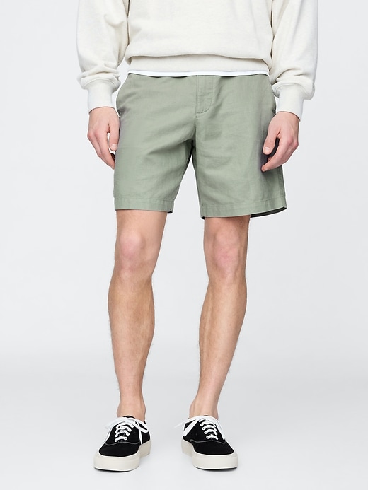 Image number 2 showing, 8" Linen-Cotton Shorts