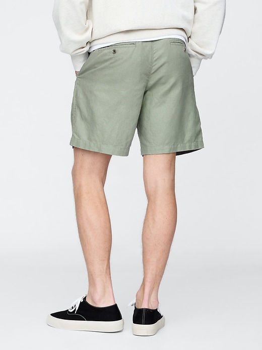 Image number 4 showing, 8" Linen-Cotton Shorts