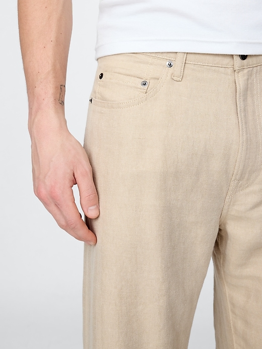 Image number 5 showing, Linen-Cotton '90s Loose Herringbone Pants