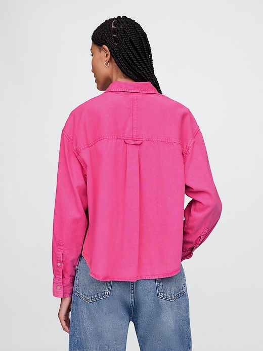 Image number 2 showing, UltraSoft Denim Cropped Big Shirt