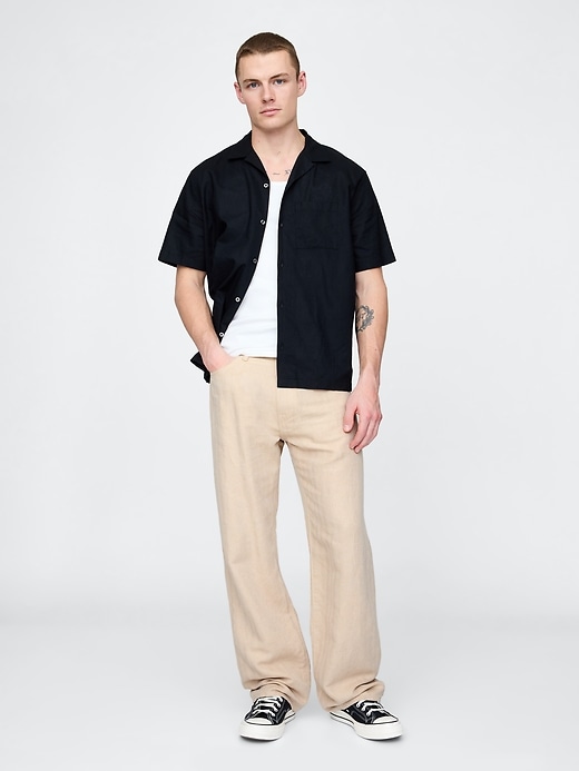 Image number 1 showing, Linen-Cotton '90s Loose Herringbone Pants