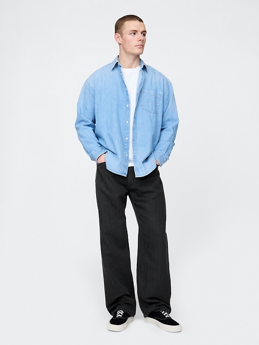 Image number 1 showing, Linen-Cotton '90s Loose Herringbone Pants