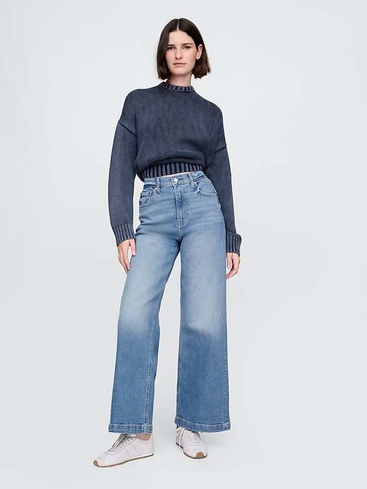 High Rise Stride Wide-Leg Ankle Jeans