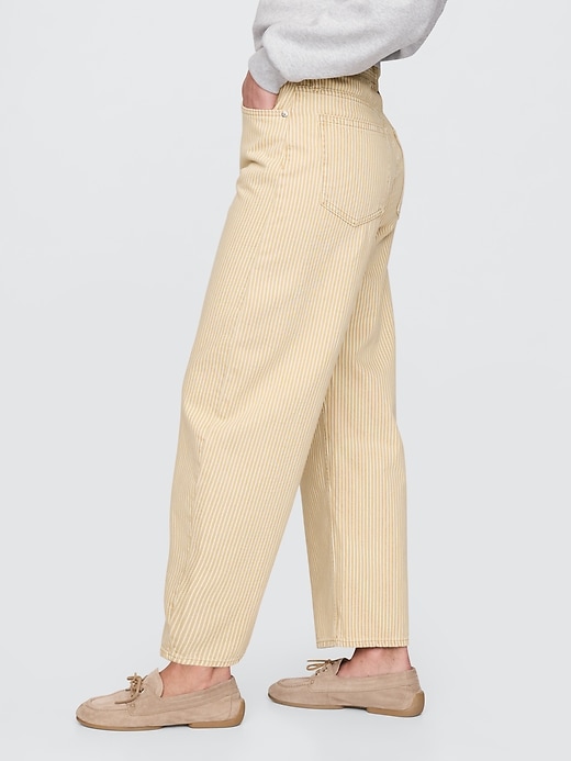 Image number 3 showing, High Rise Khaki Stripe Barrel Jeans