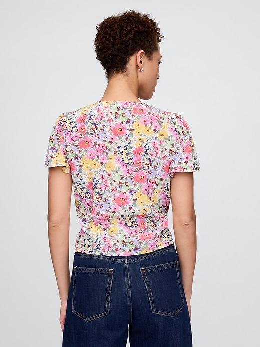 Image number 2 showing, Crepe Flutter-Sleeve Top