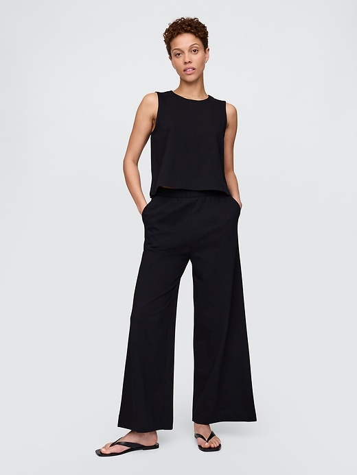 Image number 1 showing, Organic Cotton Heavyweight Cropped Wide-Leg Pants