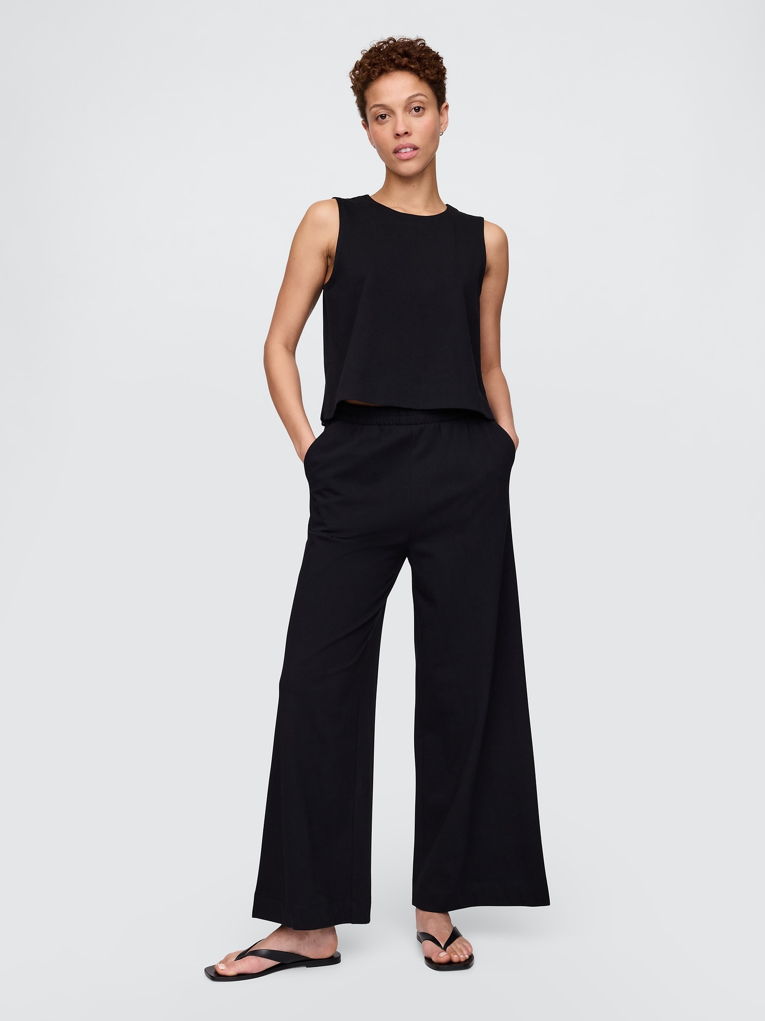 Organic Cotton Heavyweight Cropped Wide-Leg Pants