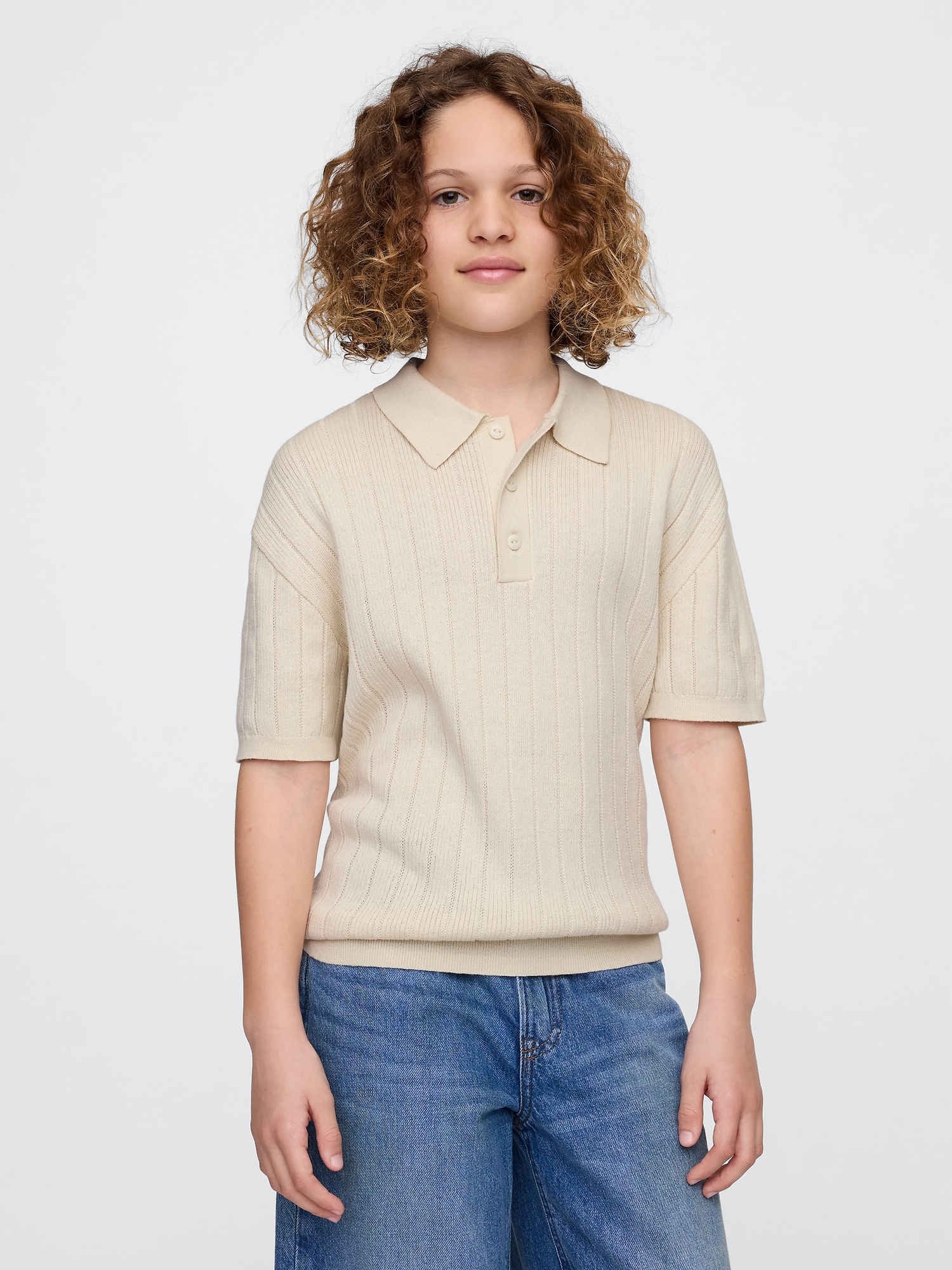 Kids Rib Sweater Polo Shirt