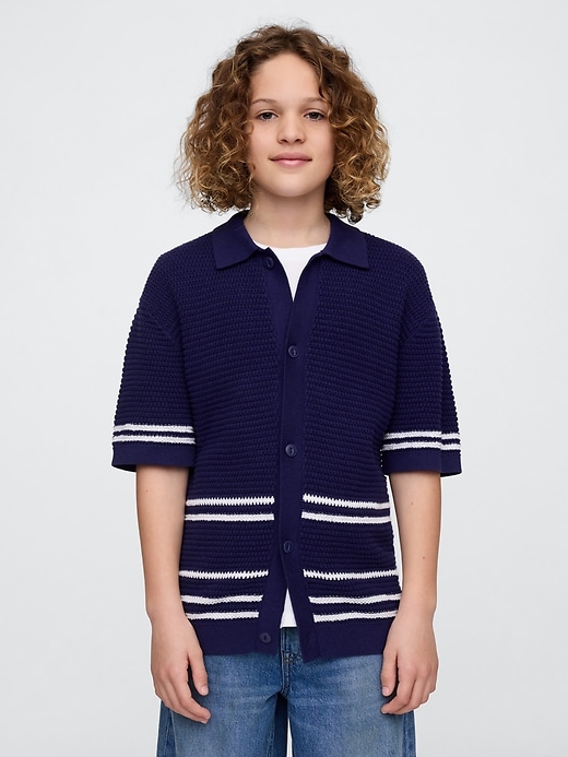 Image number 1 showing, Kids Relaxed Crochet Shirt