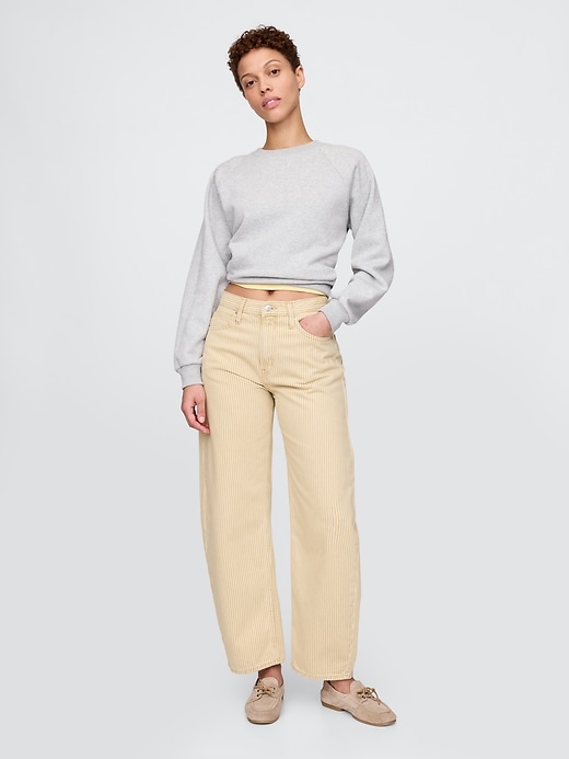 Image number 1 showing, High Rise Khaki Stripe Barrel Jeans