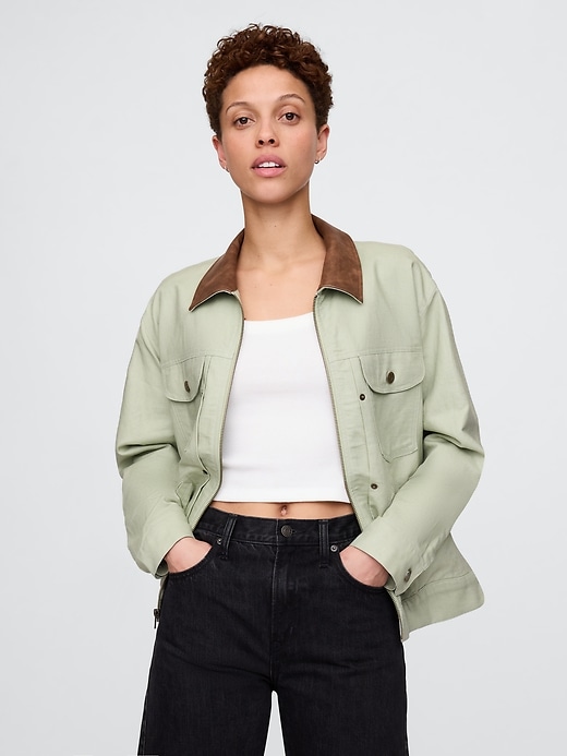 Image number 2 showing, Linen-Cotton Trucker Jacket