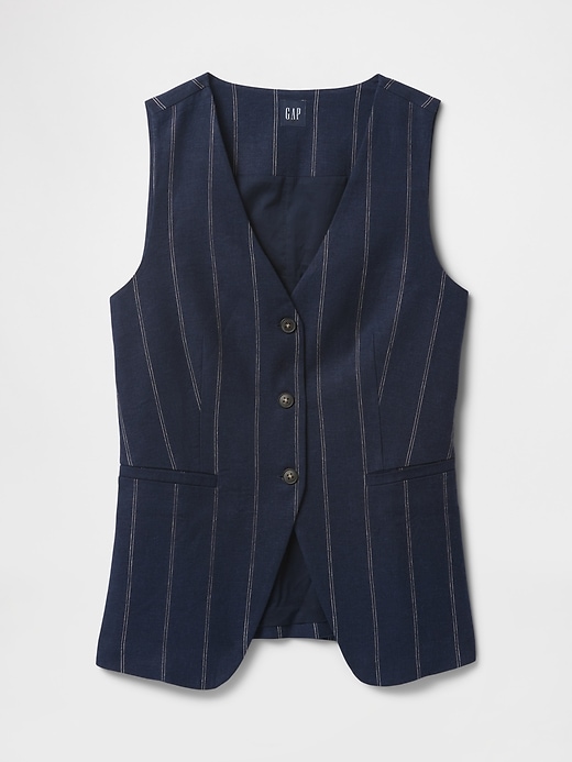 Image number 5 showing, Linen-Blend Longline Vest