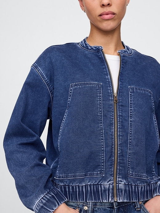 Image number 4 showing, Knit Denim Bomber Jacket