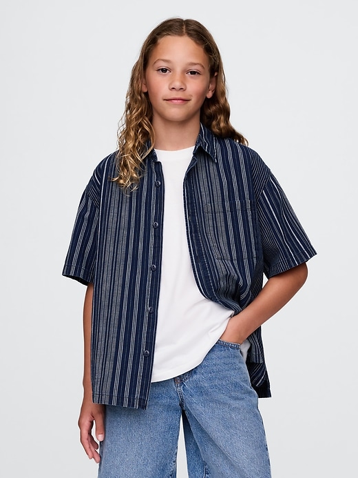 Image number 1 showing, Kids Relaxed Indigo Stripe Shirt