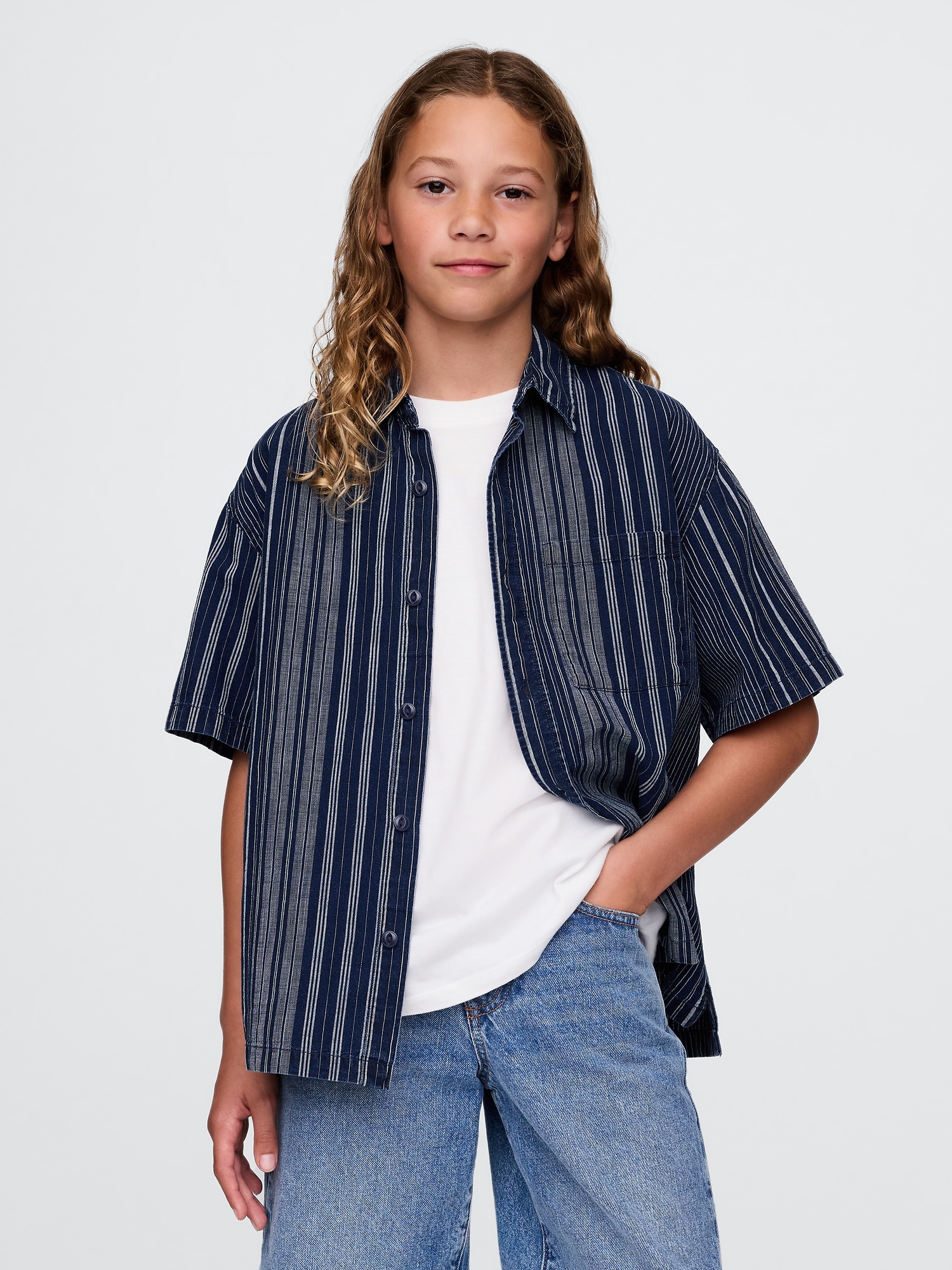 Kids Relaxed Indigo Stripe Shirt