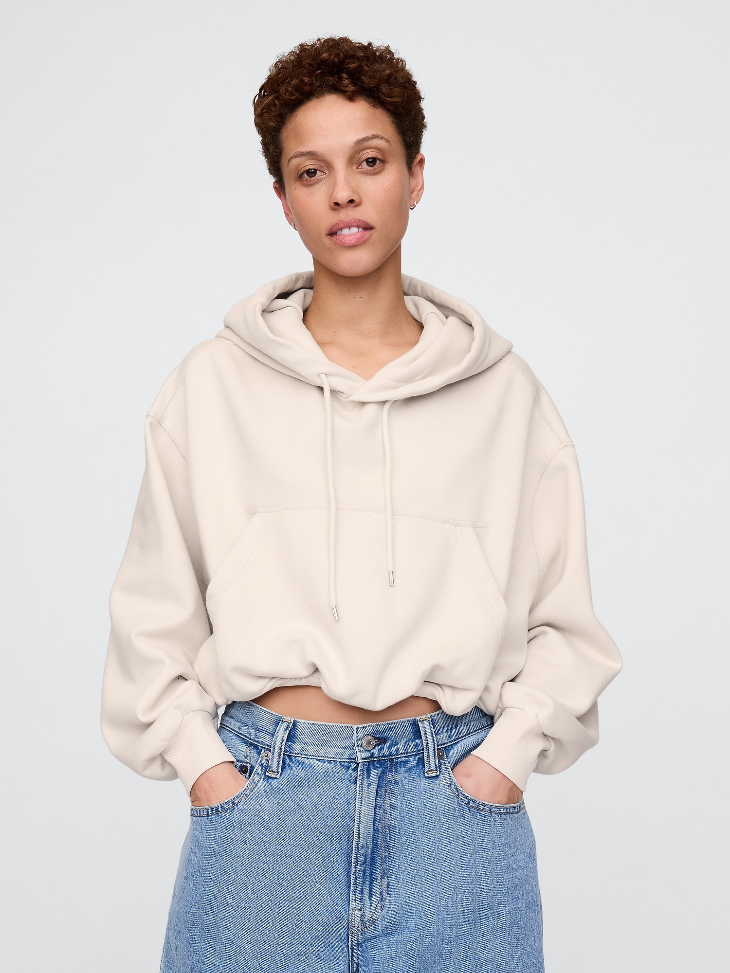 Heavyweight French Terry Cropped Bubble Hoodie