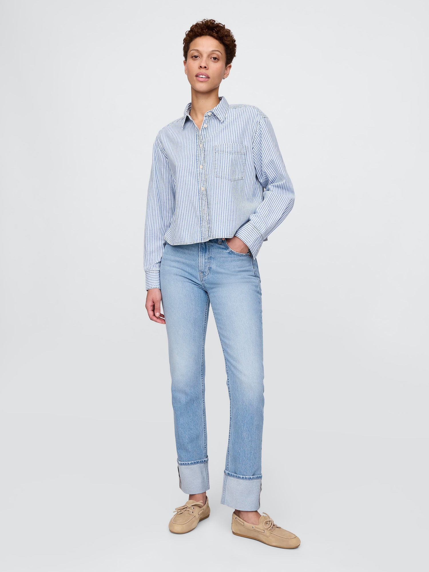 High Rise Cuffed '90s Straight Jeans