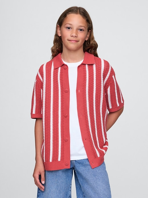 Image number 1 showing, Kids Relaxed Crochet Shirt