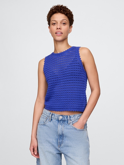 Image number 1 showing, 100% Cotton Crochet Tank Top