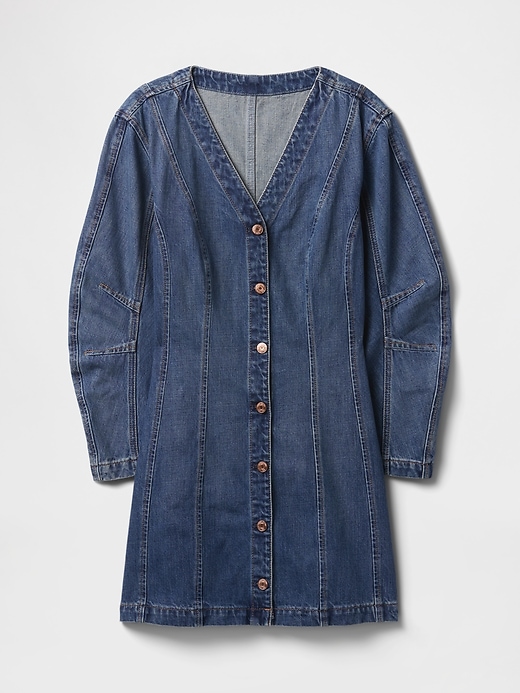 Image number 5 showing, Barrel-Sleeve Denim Mini Dress