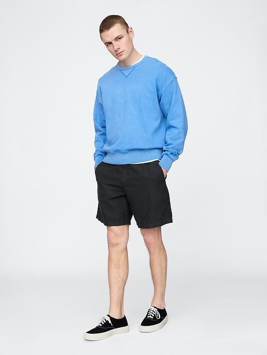 Image number 3 showing, 8" Linen-Cotton Shorts